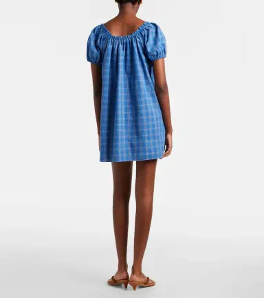 Faithfull Costa plaid cotton minidress | Thumbnail 4