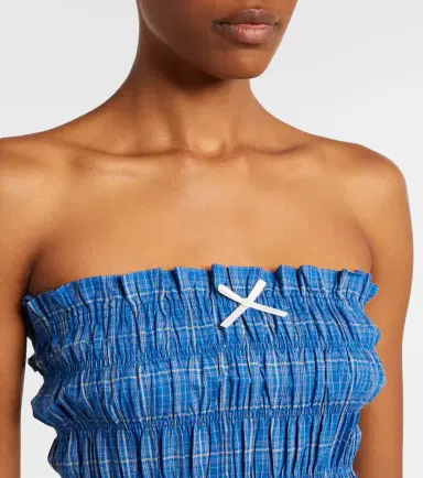 Faithfull Leya gathered plaid cotton top | Thumbnail 2