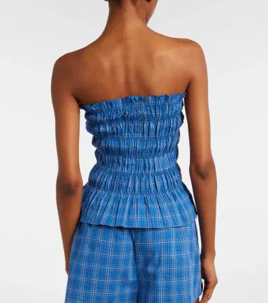 Faithfull Leya gathered plaid cotton top | Thumbnail 5