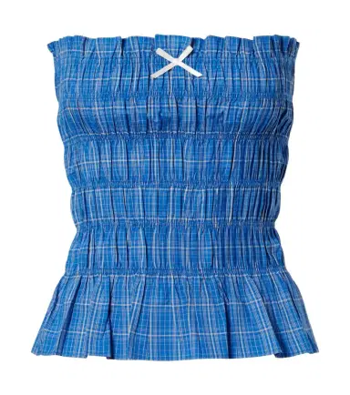 Faithfull Leya gathered plaid cotton top | Thumbnail 1