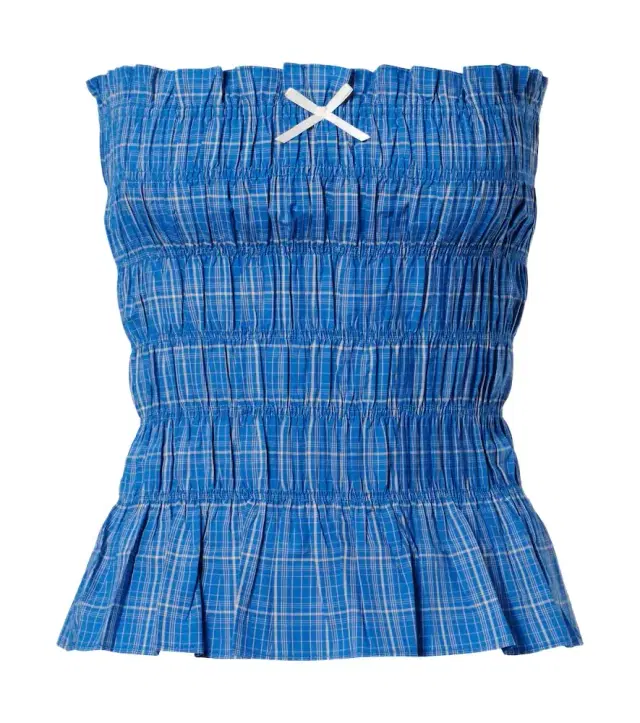 Leya gathered plaid cotton top
