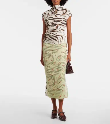 Ganni Zebra-print cotton-blend top | Thumbnail 2 Ganni Zebra-print cotton-blend top | Thumbnail 2