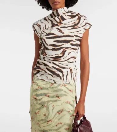 Ganni Zebra-print cotton-blend top | Thumbnail 3 Ganni Zebra-print cotton-blend top | Thumbnail 3
