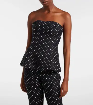 Faithfull Petro polka-dot peplum linen top | Thumbnail 4