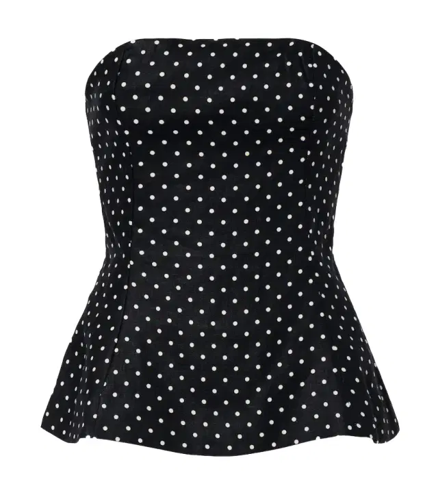 Petro polka-dot peplum linen top