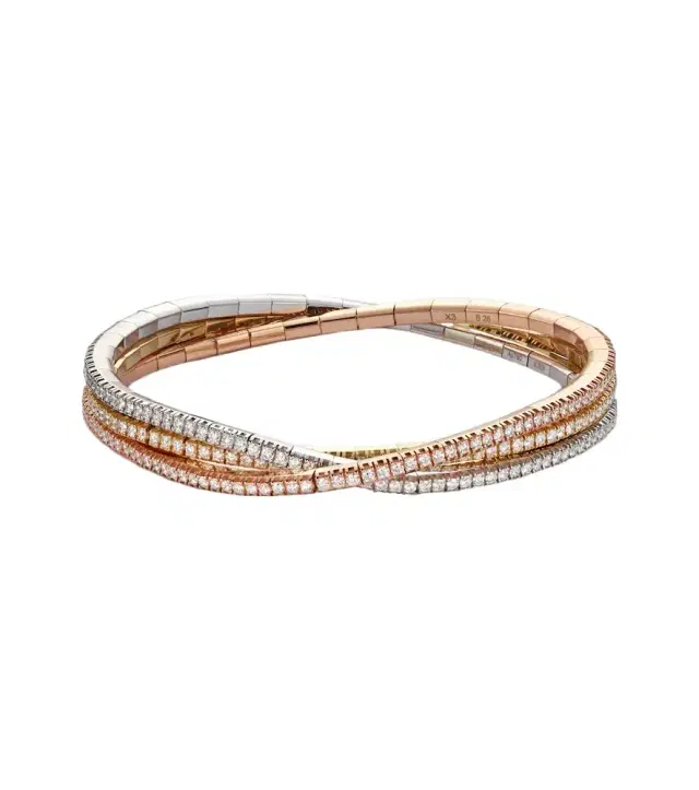 Stretchy 18kt gold bracelet with diamonds