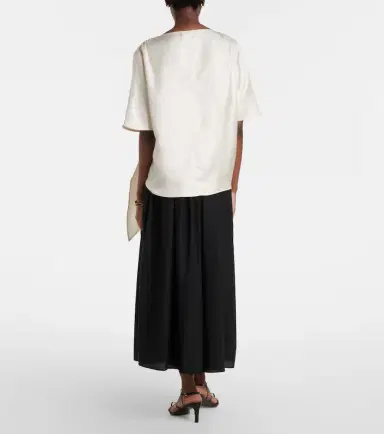 Loulou de Saison Naya gathered cotton and silk maxi skirt | Thumbnail 3