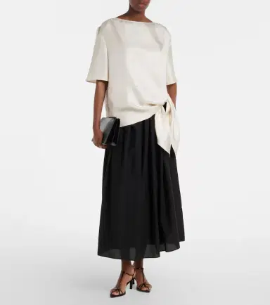 Loulou de Saison Naya gathered cotton and silk maxi skirt | Thumbnail 5