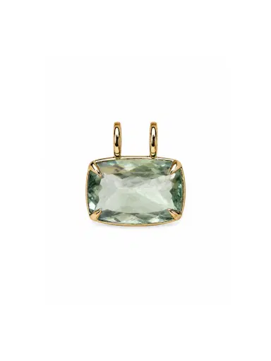 Wish Fine Jewelry 21.08ct Green Amethyst 18K Gold Cushion Pendant | Thumbnail 1