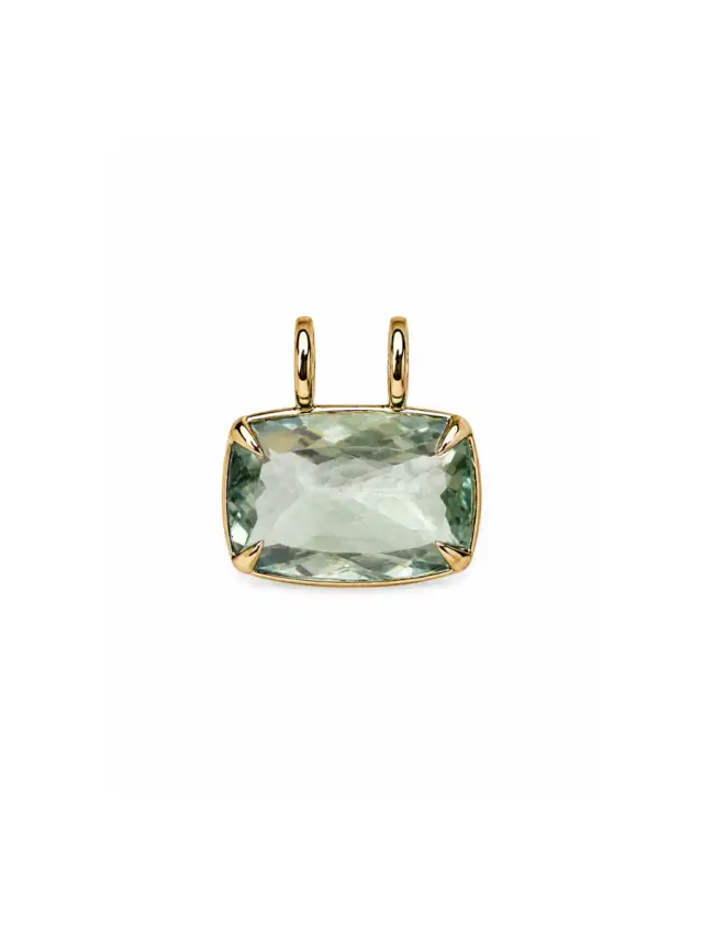 Wish Fine Jewelry 21.08ct Green Amethyst 18K Gold Cushion Pendant