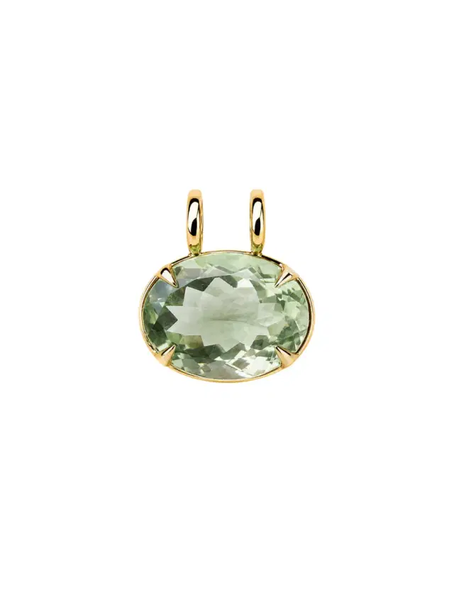 21.18ct Green Amethyst 18K Gold Oval Pendant