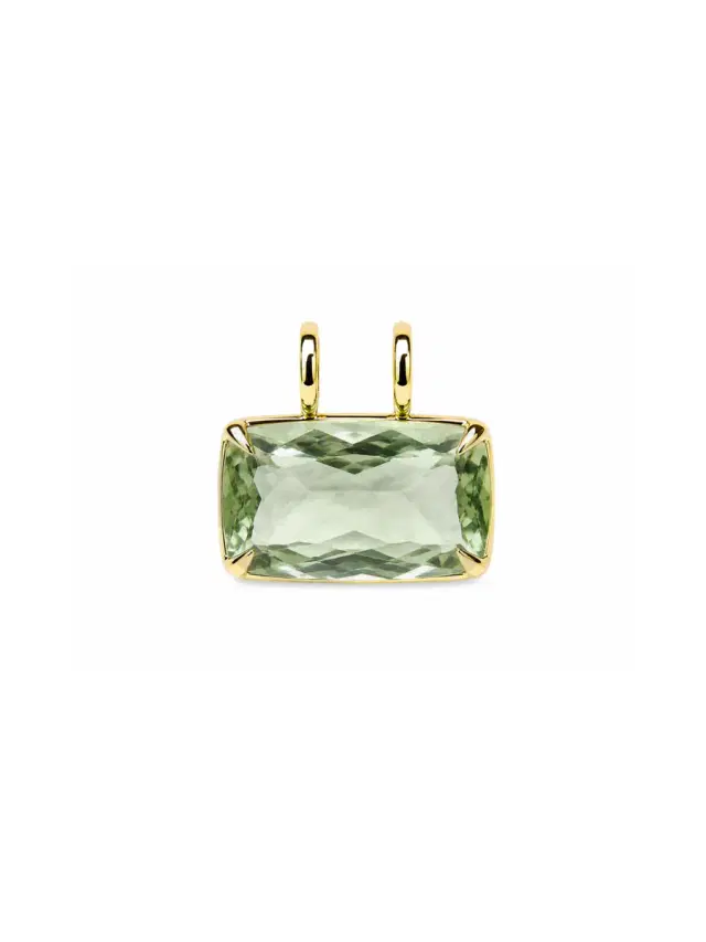 22.55ct Green Amethyst 18K Gold Cushion Pendant