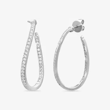 Mémoire Mémoire Channel Set 18K White Gold Diamond Twist Hoop Earrings by The Solist | Thumbnail 2 Mémoire Mémoire Channel Set 18K White Gold Diamond Twist Hoop Earrings by The Solist | Thumbnail 2