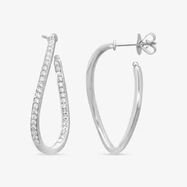 Mémoire Mémoire Channel Set 18K White Gold Diamond Twist Hoop Earrings by The Solist | Thumbnail 3 Mémoire Mémoire Channel Set 18K White Gold Diamond Twist Hoop Earrings by The Solist | Thumbnail 3