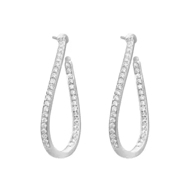 Mémoire Mémoire Channel Set 18K White Gold Diamond Twist Hoop Earrings by The Solist | Thumbnail 1 Mémoire Mémoire Channel Set 18K White Gold Diamond Twist Hoop Earrings by The Solist | Thumbnail 1
