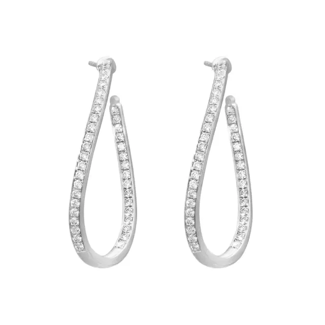 Mémoire Mémoire Channel Set 18K White Gold Diamond Twist Hoop Earrings by The Solist