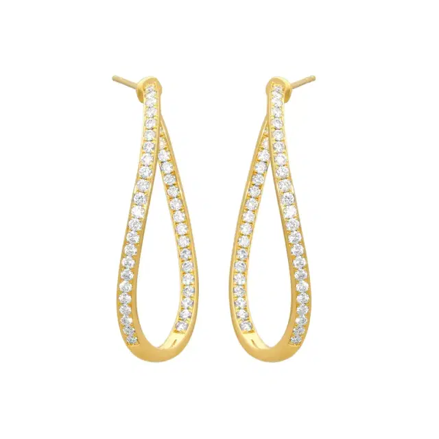 Mémoire Mémoire Channel Set 18K Yellow Gold Diamond Twist Hoop Earrings by The Solist