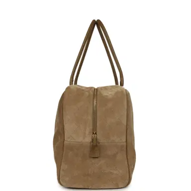 Chanel Chanel Maxi "Perfect Bowling" Bag Dark Beige Suede Gold Hardware | Thumbnail 3 Chanel Chanel Maxi "Perfect Bowling" Bag Dark Beige Suede Gold Hardware | Thumbnail 3