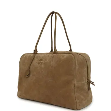 Chanel Chanel Maxi "Perfect Bowling" Bag Dark Beige Suede Gold Hardware | Thumbnail 5 Chanel Chanel Maxi "Perfect Bowling" Bag Dark Beige Suede Gold Hardware | Thumbnail 5