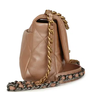 Chanel Chanel Medium 19 Flap Bag Pearly Beige Shiny Lambskin Mixed Metal Hardware | Thumbnail 3 Chanel Chanel Medium 19 Flap Bag Pearly Beige Shiny Lambskin Mixed Metal Hardware | Thumbnail 3