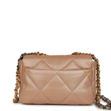 Chanel Chanel Medium 19 Flap Bag Pearly Beige Shiny Lambskin Mixed Metal Hardware | Thumbnail 4 Chanel Chanel Medium 19 Flap Bag Pearly Beige Shiny Lambskin Mixed Metal Hardware | Thumbnail 4