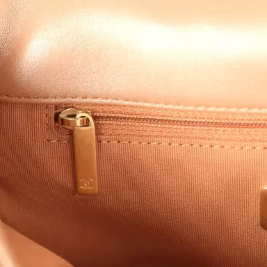 Chanel Chanel Medium 19 Flap Bag Pearly Beige Shiny Lambskin Mixed Metal Hardware | Thumbnail 10 Chanel Chanel Medium 19 Flap Bag Pearly Beige Shiny Lambskin Mixed Metal Hardware | Thumbnail 10