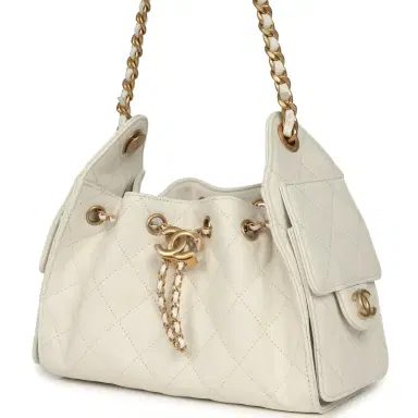 Chanel Chanel Mini 25 Hobo Bag White Caviar Antique Gold Hardware | Thumbnail 5 Chanel Chanel Mini 25 Hobo Bag White Caviar Antique Gold Hardware | Thumbnail 5