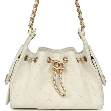 Chanel Chanel Mini 25 Hobo Bag White Caviar Antique Gold Hardware | Thumbnail 1 Chanel Chanel Mini 25 Hobo Bag White Caviar Antique Gold Hardware | Thumbnail 1