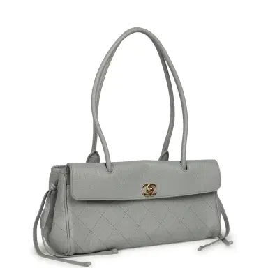 Chanel Chanel Small "Urban Essential" East West Shopping Tote Light Grey Caviar Gold Hardware | Thumbnail 2