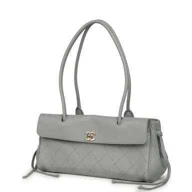 Chanel Chanel Small "Urban Essential" East West Shopping Tote Light Grey Caviar Gold Hardware | Thumbnail 5