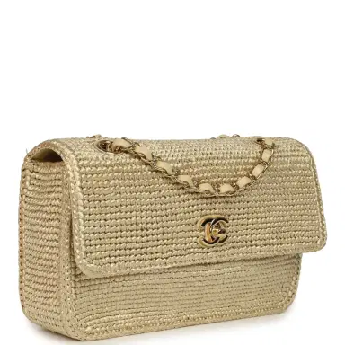 Chanel Chanel Small Coco Beach Small Flap Bag Light Gold Braided Raffia Gold Hardware | Thumbnail 2