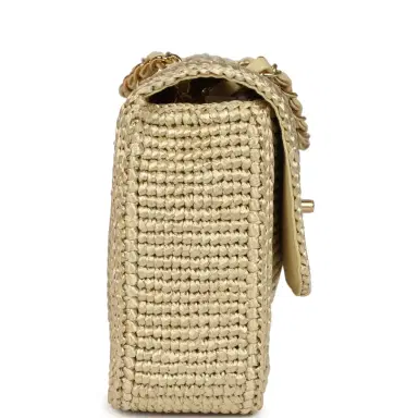 Chanel Chanel Small Coco Beach Small Flap Bag Light Gold Braided Raffia Gold Hardware | Thumbnail 3