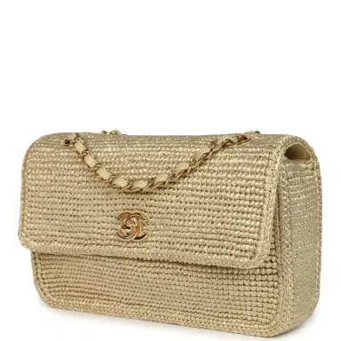 Chanel Chanel Small Coco Beach Small Flap Bag Light Gold Braided Raffia Gold Hardware | Thumbnail 5