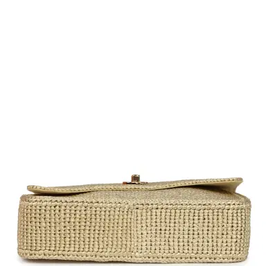 Chanel Chanel Small Coco Beach Small Flap Bag Light Gold Braided Raffia Gold Hardware | Thumbnail 6