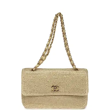Chanel Chanel Small Coco Beach Small Flap Bag Light Gold Braided Raffia Gold Hardware | Thumbnail 7