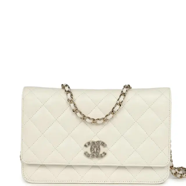 Chanel Wallet On Chain WOC White Shiny Caviar Light Gold Hardware