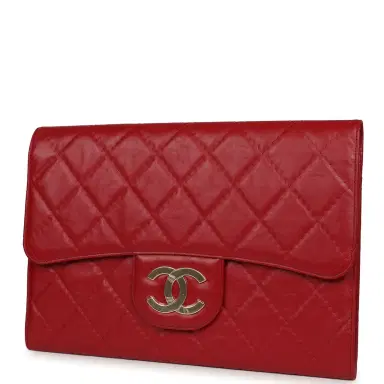 Chanel Chanel XXL CC Clutch Red Shiny Crumpled Calfskin Gold Hardware | Thumbnail 6 Chanel Chanel XXL CC Clutch Red Shiny Crumpled Calfskin Gold Hardware | Thumbnail 6