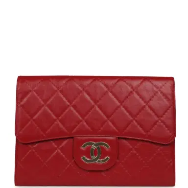 Chanel Chanel XXL CC Clutch Red Shiny Crumpled Calfskin Gold Hardware | Thumbnail 1 Chanel Chanel XXL CC Clutch Red Shiny Crumpled Calfskin Gold Hardware | Thumbnail 1