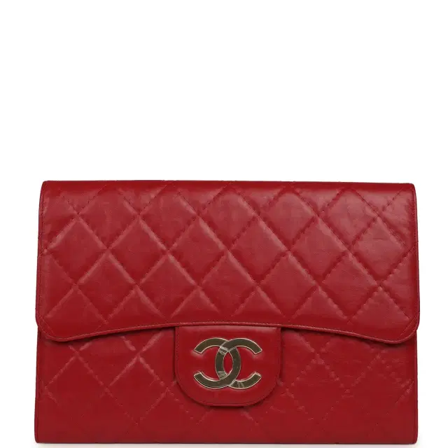 Chanel Chanel XXL CC Clutch Red Shiny Crumpled Calfskin Gold Hardware