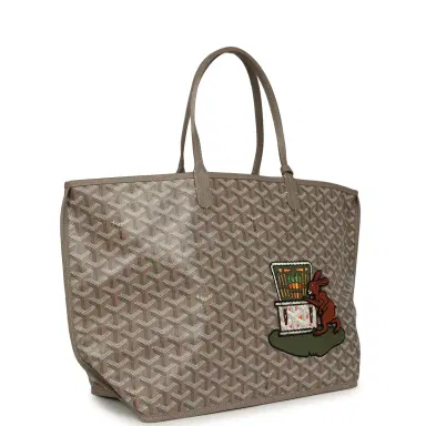 goyard Goyard Goyardine Greige Anjou PM Embroidered Bunny Tote Palladium Hardware | Thumbnail 2