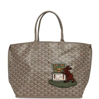 goyard Goyard Goyardine Greige Anjou PM Embroidered Bunny Tote Palladium Hardware | Thumbnail 1