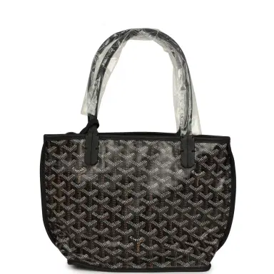 goyard Goyard Goyardine Hand-Painted Heart Anjou Black Mini Bag Palladium Hardware | Thumbnail 4