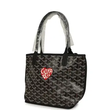 goyard Goyard Goyardine Hand-Painted Heart Anjou Black Mini Bag Palladium Hardware | Thumbnail 5