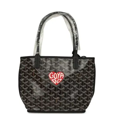 goyard Goyard Goyardine Hand-Painted Heart Anjou Black Mini Bag Palladium Hardware | Thumbnail 1