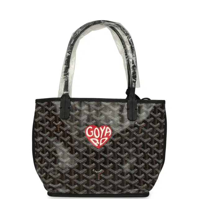 goyard Goyard Goyardine Hand-Painted Heart Anjou Black Mini Bag Palladium Hardware