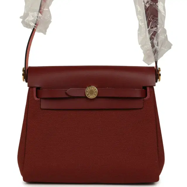HERMÈS Hermes Herbag Zip 20 Mini Rouge H Toile Militaire Canvas and Vache Hunter Gold Hardware