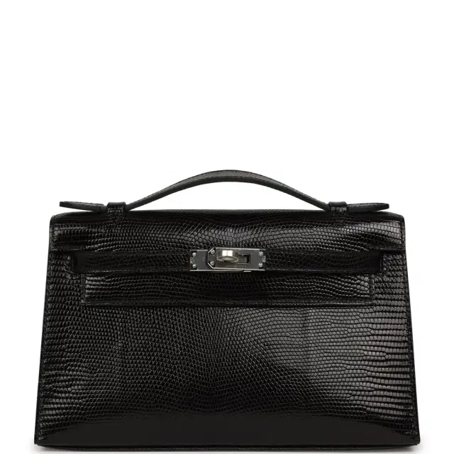 Hermes Kelly Pochette Black Varanus Niloticus Lizard Palladium Hardware