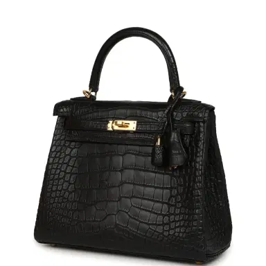 HERMÈS Hermes Kelly Retourne 25 Black Matte Alligator Gold Hardware | Thumbnail 5 HERMÈS Hermes Kelly Retourne 25 Black Matte Alligator Gold Hardware | Thumbnail 5