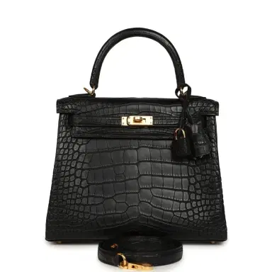 HERMÈS Hermes Kelly Retourne 25 Black Matte Alligator Gold Hardware | Thumbnail 1 HERMÈS Hermes Kelly Retourne 25 Black Matte Alligator Gold Hardware | Thumbnail 1