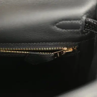 HERMÈS Hermes Kelly Retourne 25 Black Swift and Varanus Niloticus Lizard Touch Gold Hardware | Thumbnail 9